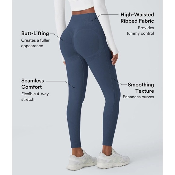 NEW Halara Seamless Flow High Waisted Shaping Butt Lift Legging Grey Blue XS 7/8 - Picture 1 of 10